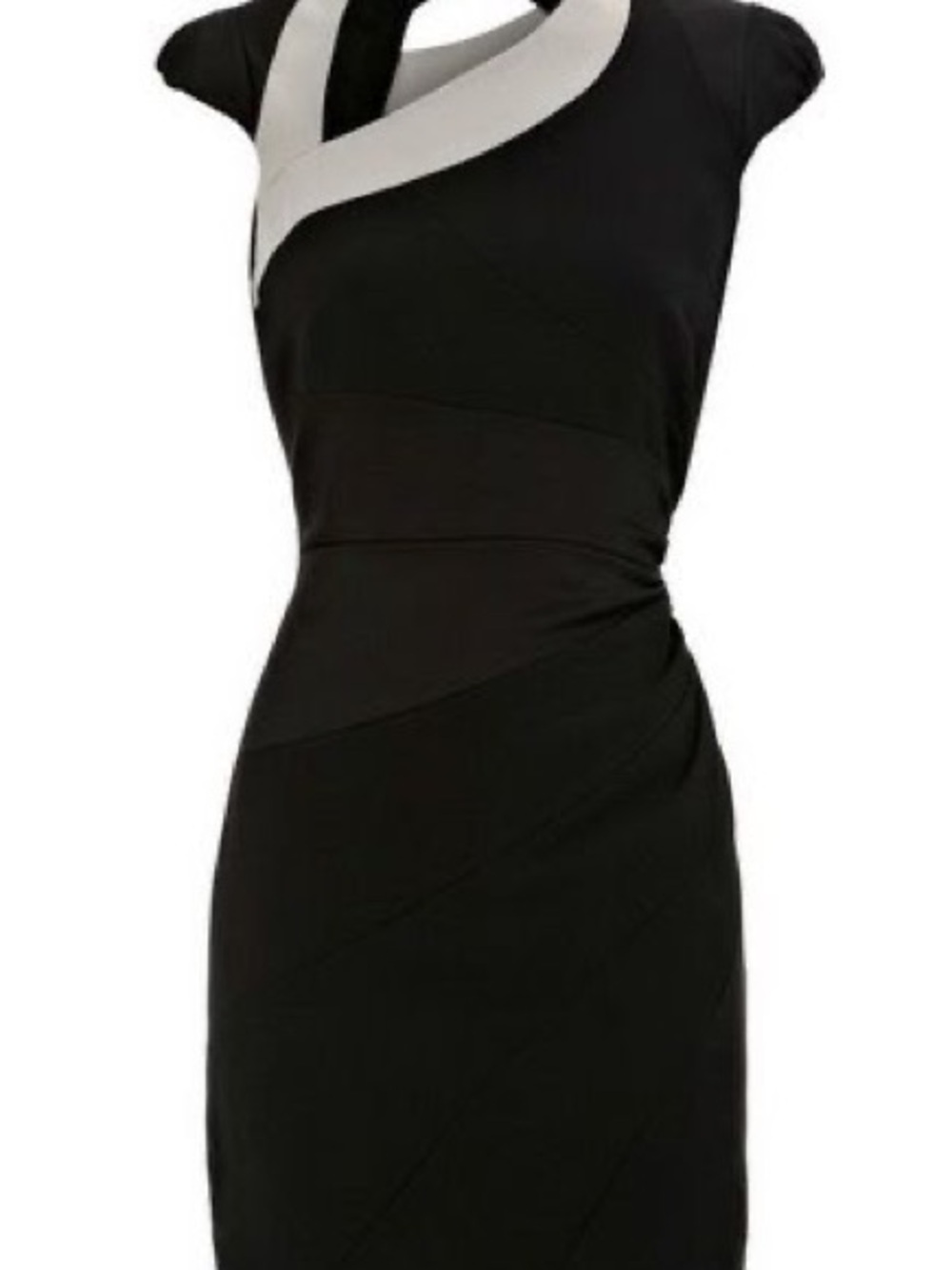 Karen Millen Black Cocktail Dress with Silver Crossover Neckline